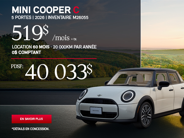 Bannière de MINI COOPER C 5 PORTES 2026